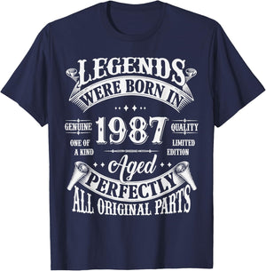 38th Birthday 38 Years Old Vintage Legends Born In 1987 T-Shirt - T-Shirt | Navy