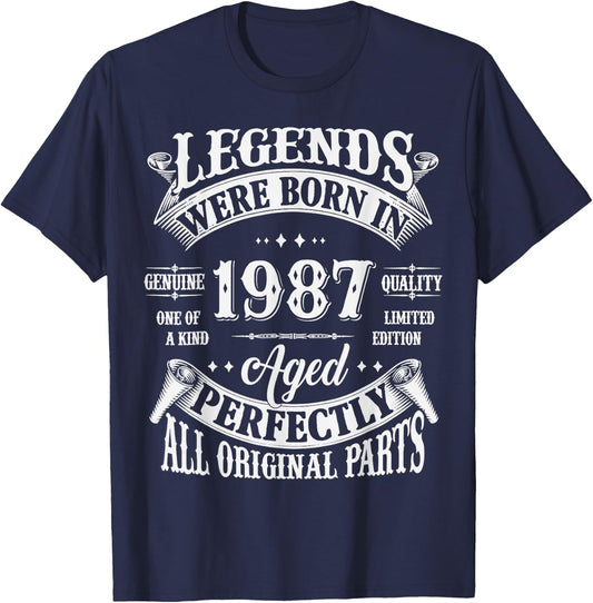 38th Birthday 38 Years Old Vintage Legends Born In 1987 T-Shirt - T-Shirt | Navy