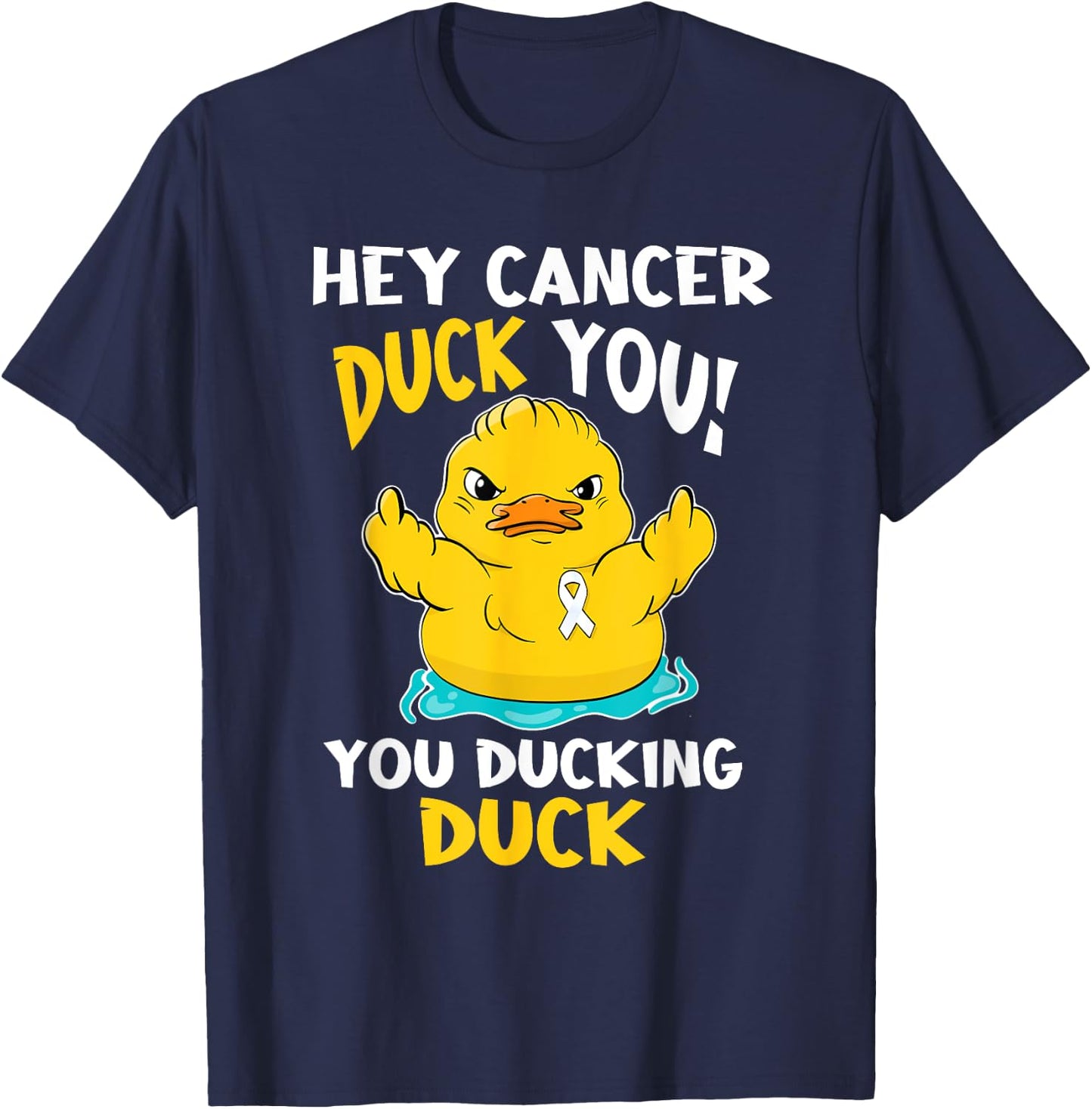 Lung Cancer Warrior Duck Design Together T-Shirt - T-Shirt | Navy