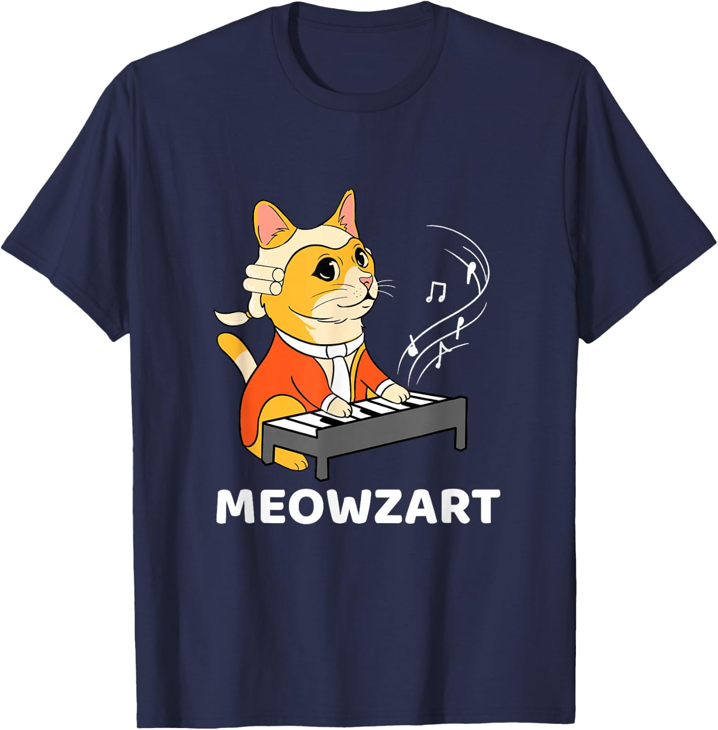 Meowzart Cat Playing Piano T-Shirt - T-Shirt | Navy