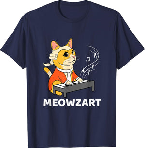 Meowzart Cat Playing Piano T-Shirt - T-Shirt | Navy