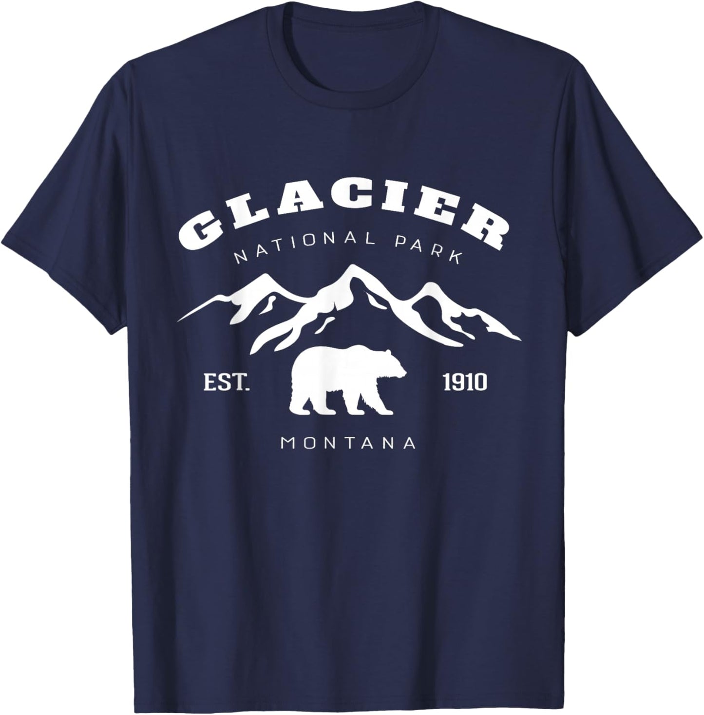 Retro Vintage Glacier National Park for kids Hiking Camping T-Shirt - T-Shirt | Navy
