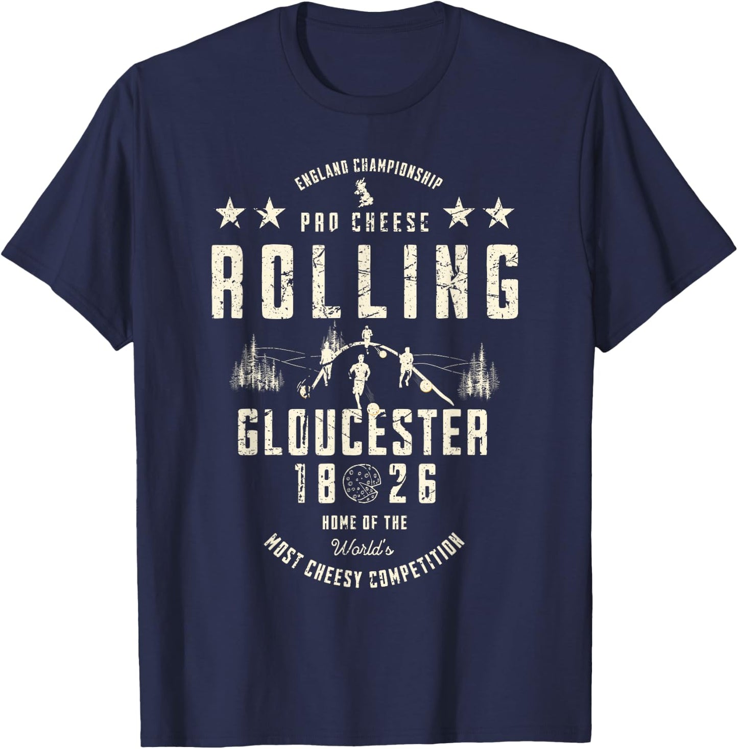England Championship Cheese Rolling 1826 Vintage Sports T-Shirt - T-Shirt | Navy