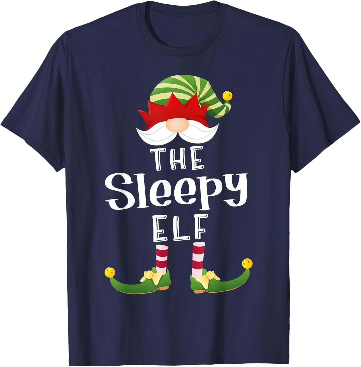 Sleepy Elf Group Christmas Funny Pajama Party T-Shirt - T-Shirt | Navy