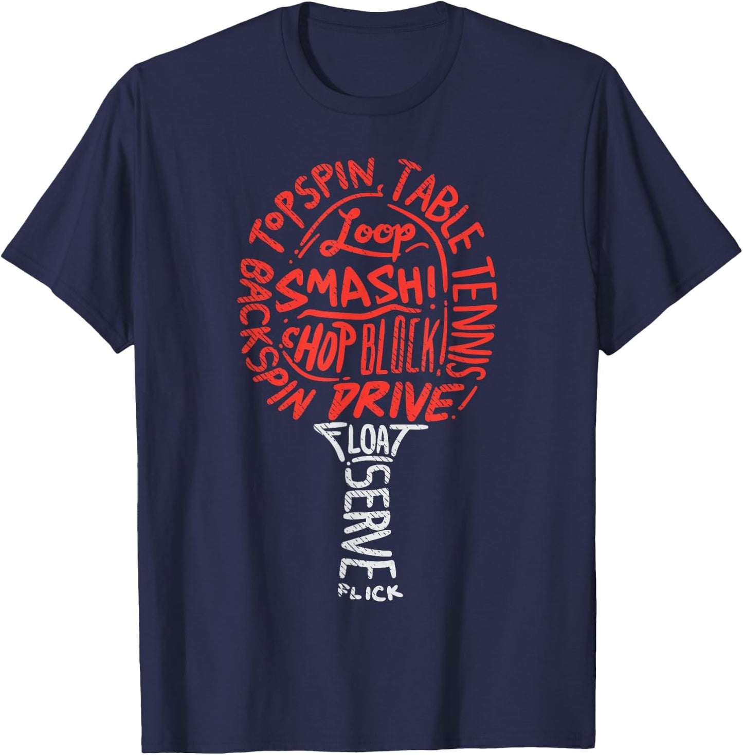 Table Tennis Paddle Words Ping Pong Player Champion Gift T-Shirt - T-Shirt | Navy