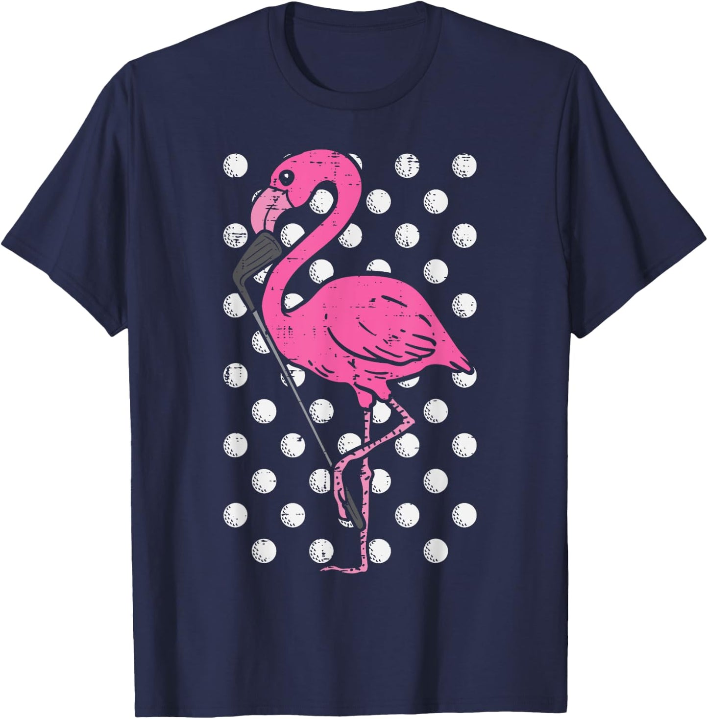 Flamingo Golf Cool Golfing Bird Animal Golfer Men Women T-Shirt - T-Shirt | Navy