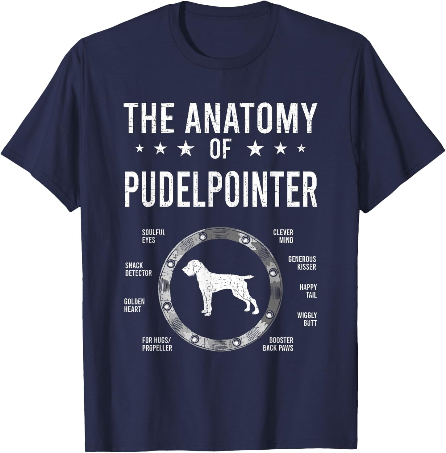Anatomy of Pudelpointer Dog Lover T-Shirt - T-Shirt | Navy