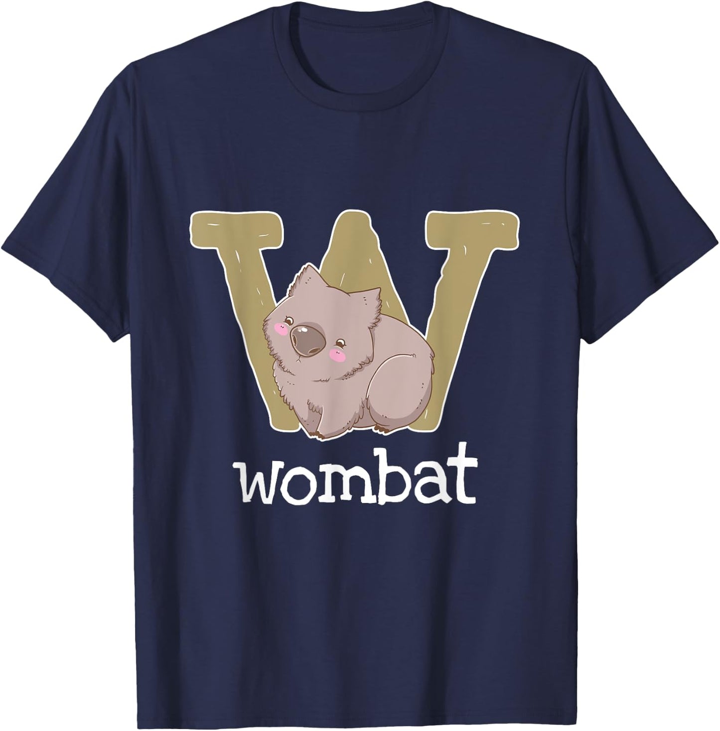 Wombat Alphabet Australia Animals Lover Kids T-Shirt - T-Shirt | Navy