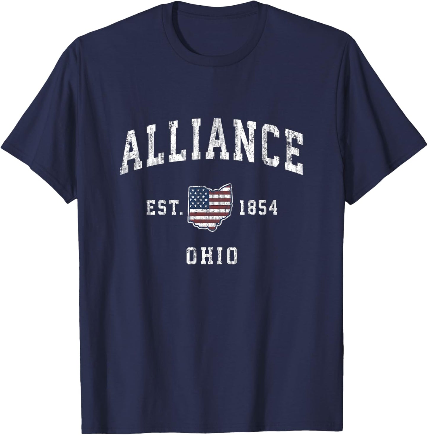 Alliance Ohio OH Vintage American Flag Sports Design Women Kids Men T-Shirt - T-Shirt | Navy