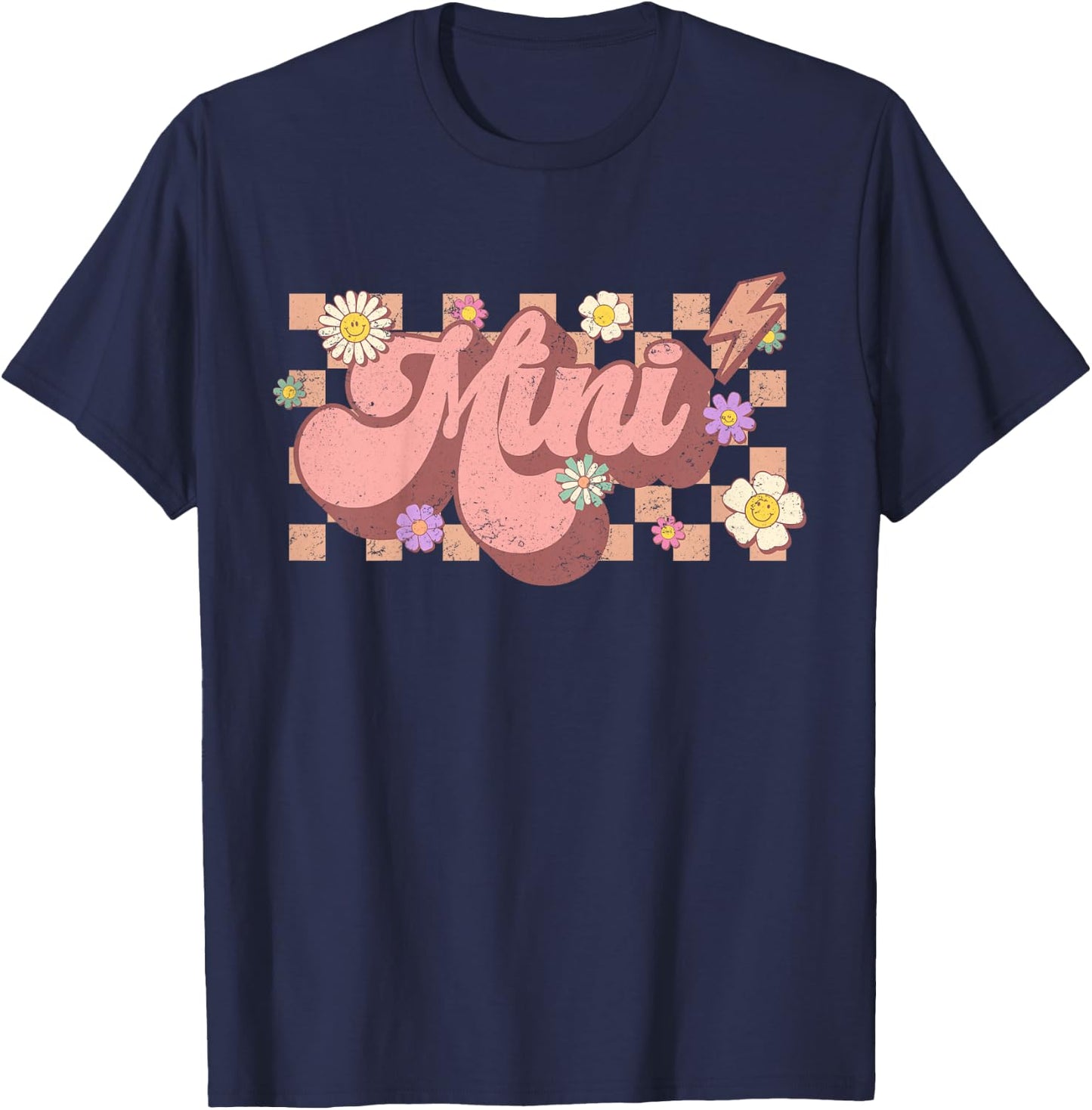 Mama And Mini , Matching Groovy Mommy and Me, Smile Mini T-Shirt - T-Shirt | Navy