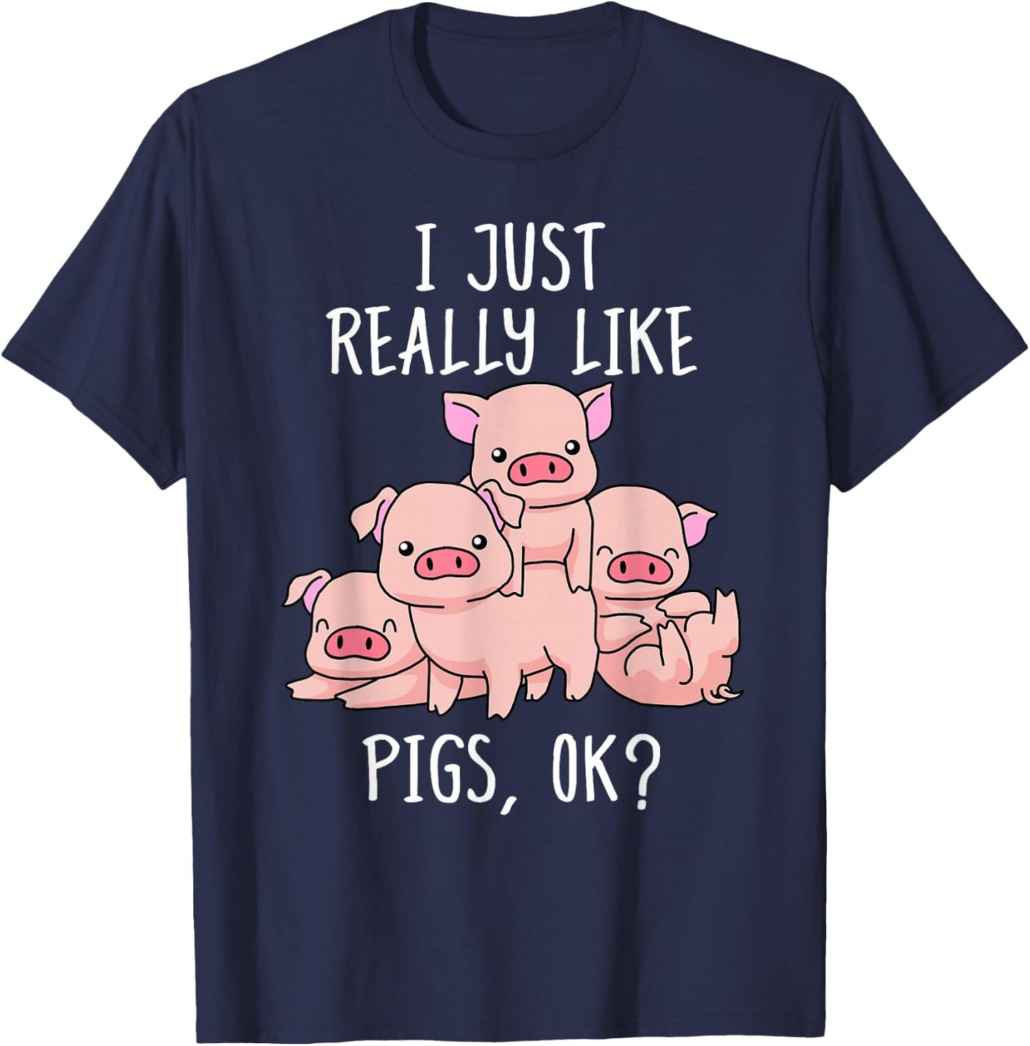 Love Pig Shirt Women Pig Gifts Pigs Men Cute Swine T-Shirt - T-Shirt | Navy