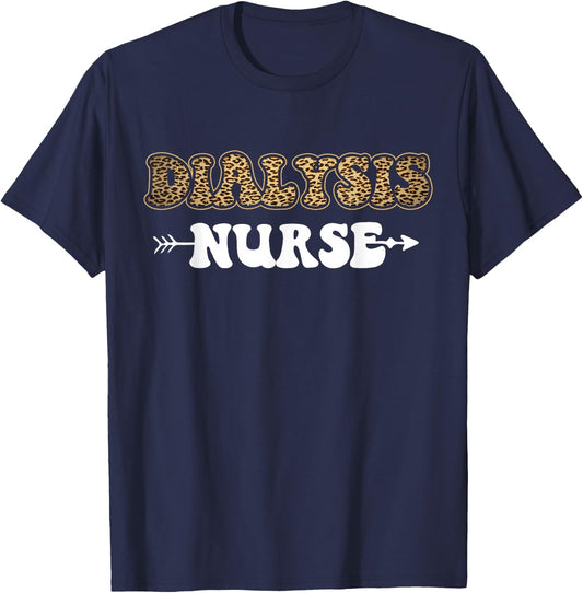 Dialysis Nurse Leopard Cheetah Dialysis Nurse T-Shirt - T-Shirt | Navy