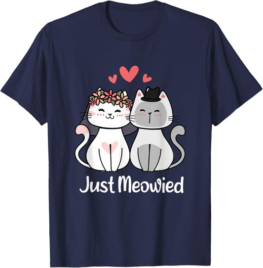 Just Meowied Frisch Married Cats Married Couple T-Shirt - T-Shirt | Navy