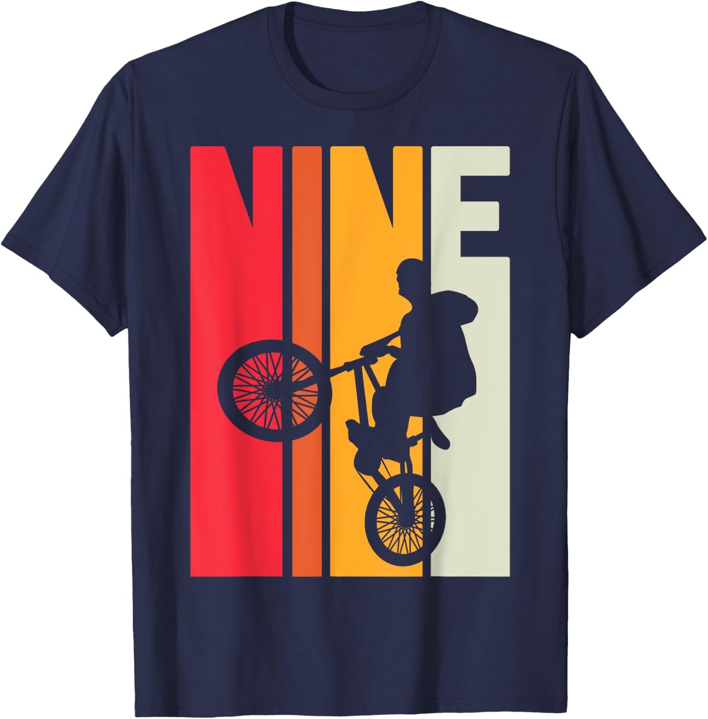 9 Year Old BMX Birthday Gift Party Boys Dirt Biking 9th T-Shirt - T-Shirt | Navy