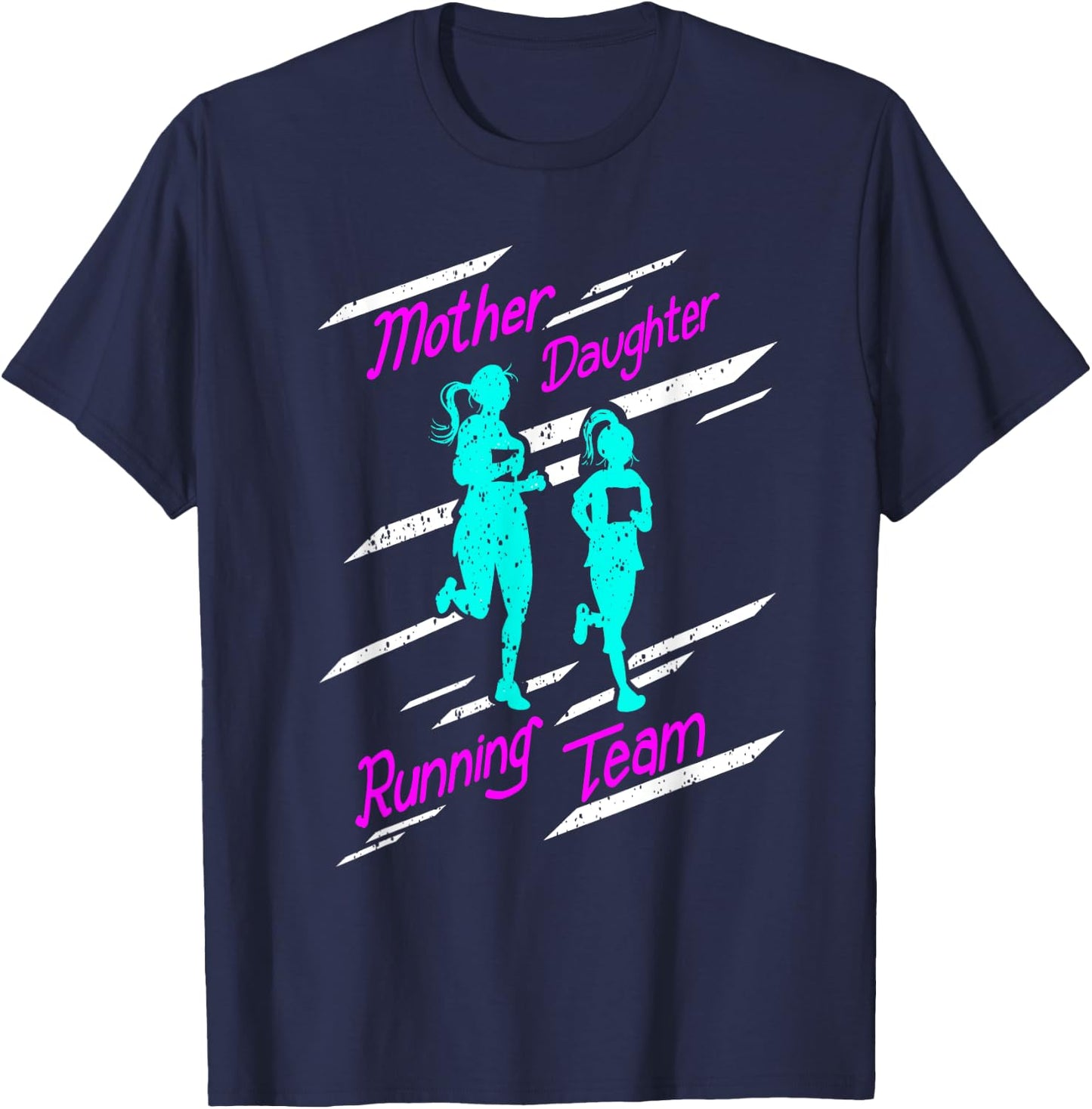 Cool Mother Daughter Running Team | Funny Runner Tandem Gift T-Shirt - T-Shirt | Navy
