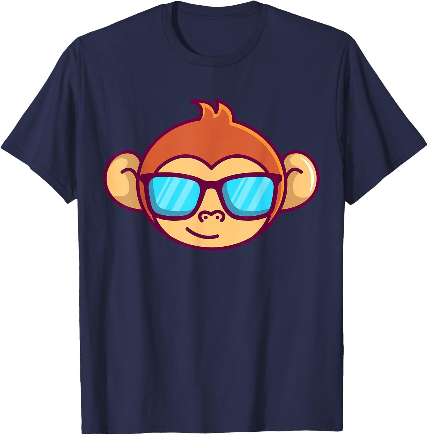 Cute Monkey With Sunglasses For Kids Who Love Monkeys T-Shirt - T-Shirt | Navy
