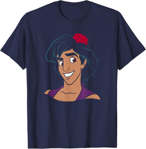 Disney Aladdin Big Smile Portrait T-Shirt - T-Shirt | Navy