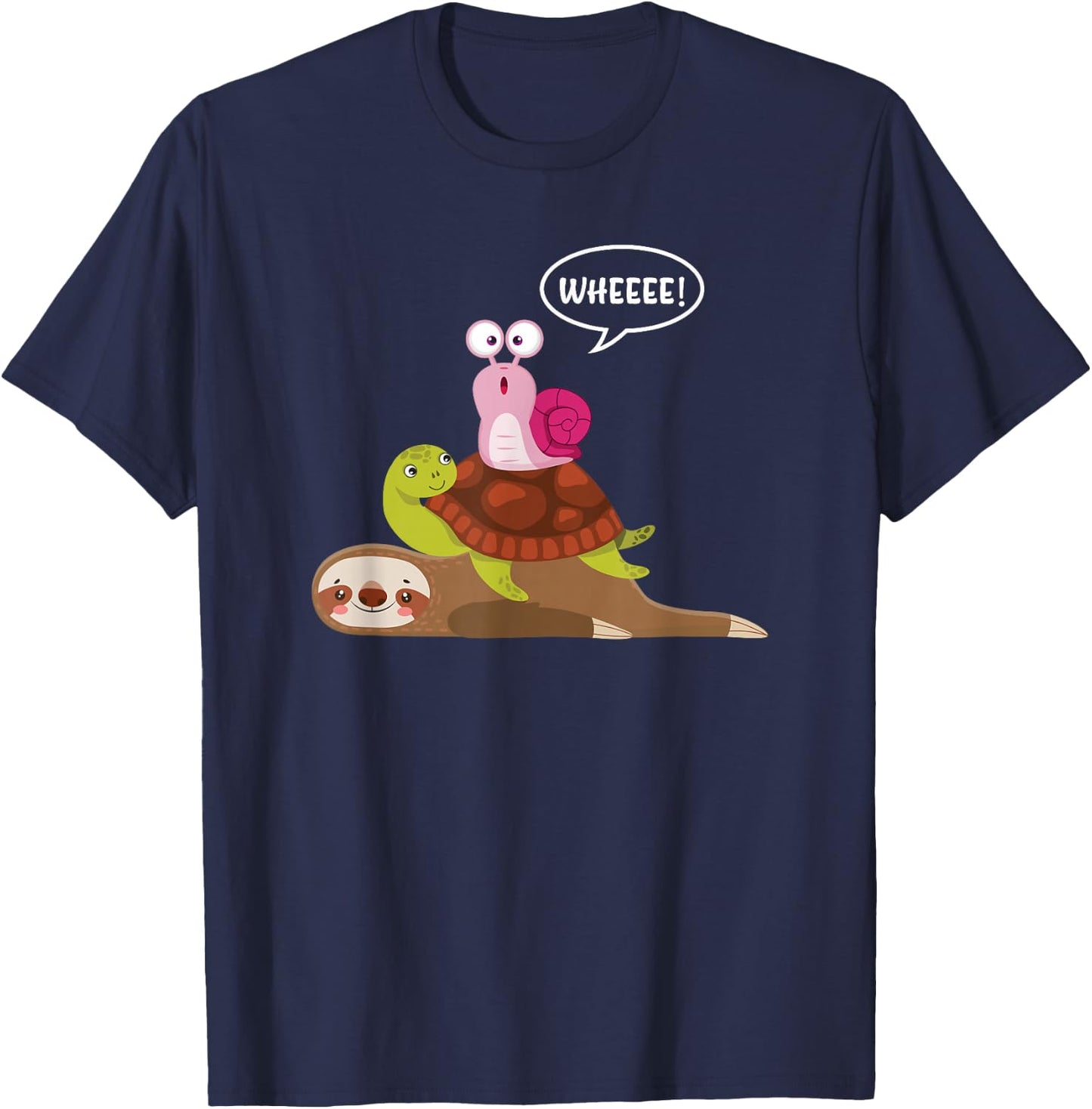 Lazy Animal Snail Turtle Sloth T-Shirt - T-Shirt | Navy