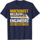 Machinist Because Engineers Need Heroes Too - Funny Gift T-Shirt - T-Shirt | Navy