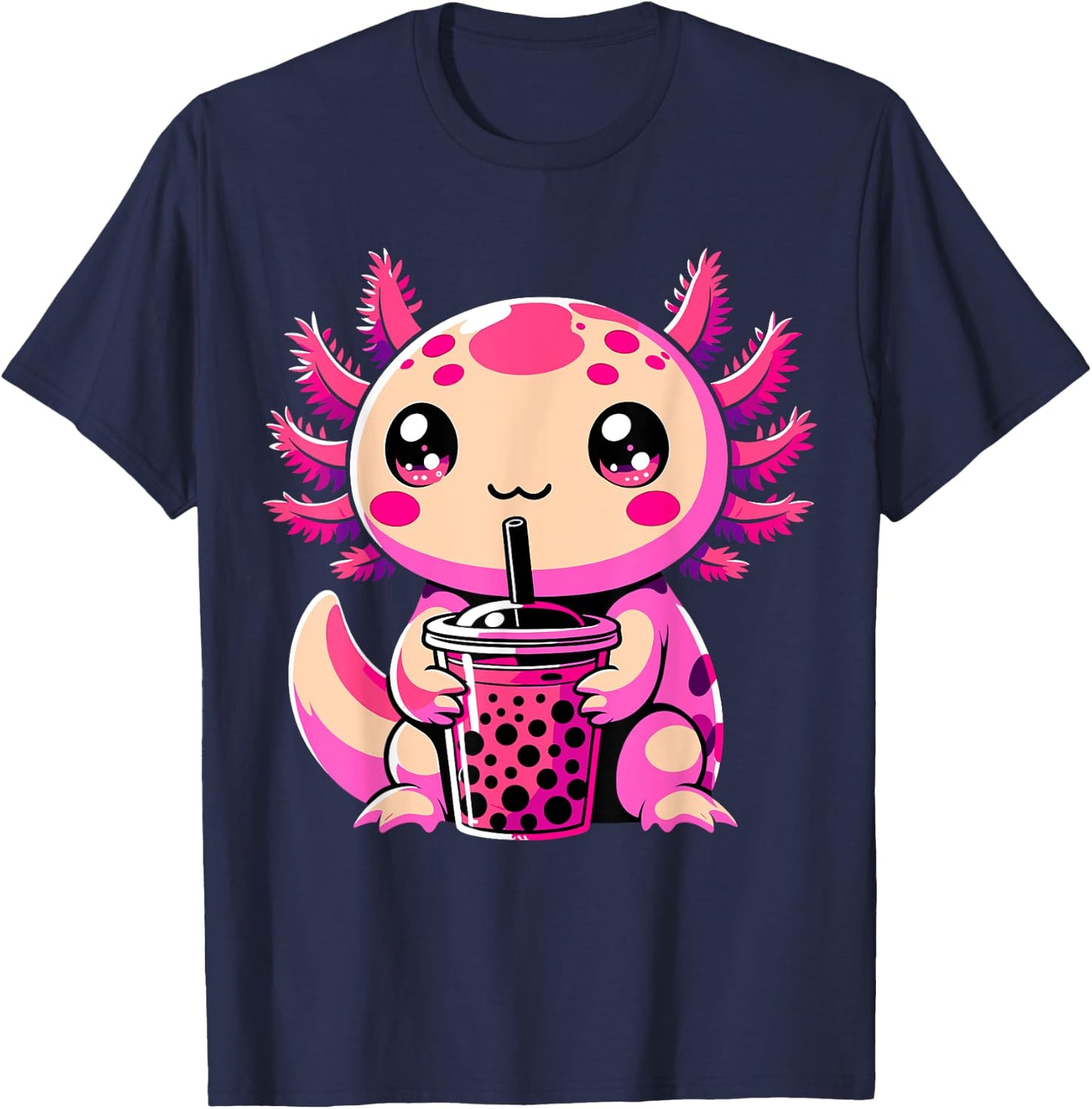 Axolotl Tea Bubble Tea Anime Kawaii Axolotl T-Shirt - T-Shirt | Navy