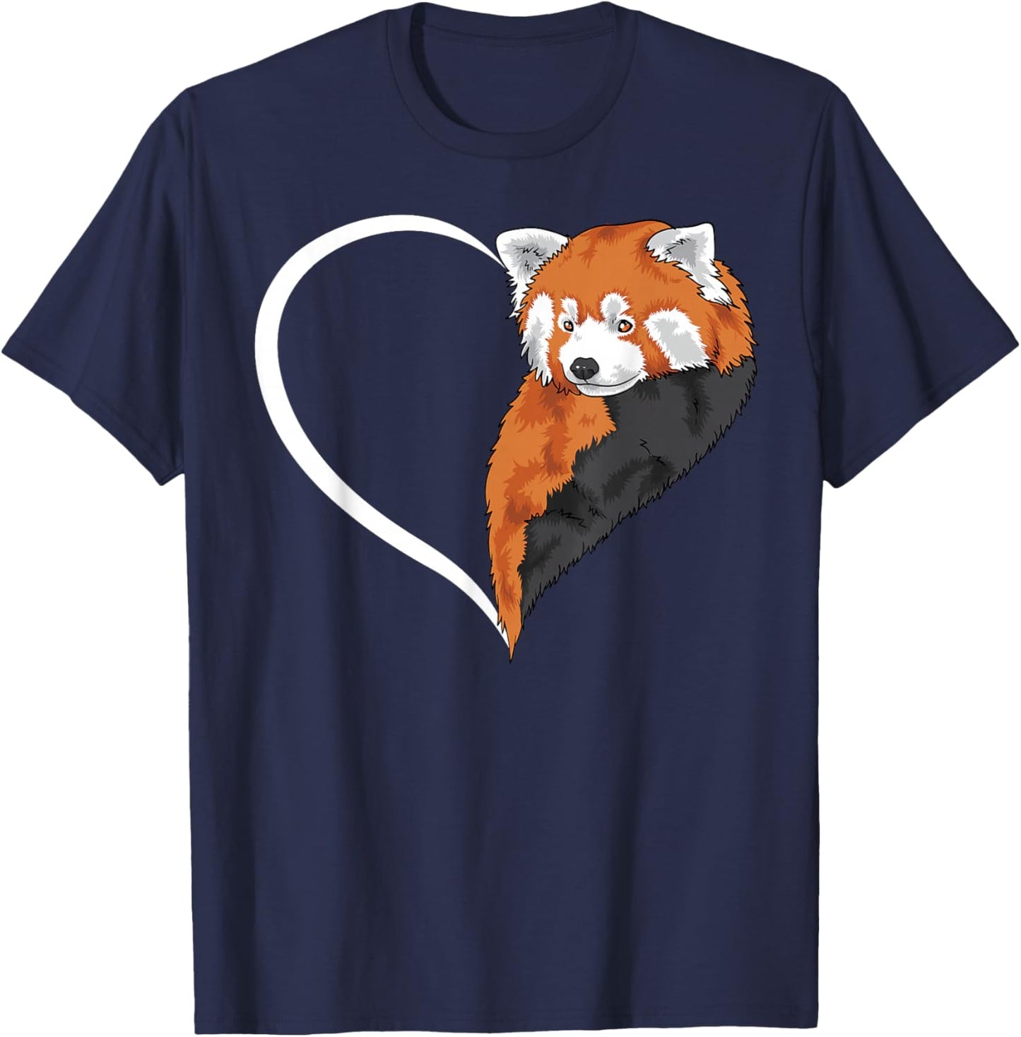 Red Panda Shirts Girls Kids Heart Cute Red Panda T-Shirt - T-Shirt | Navy
