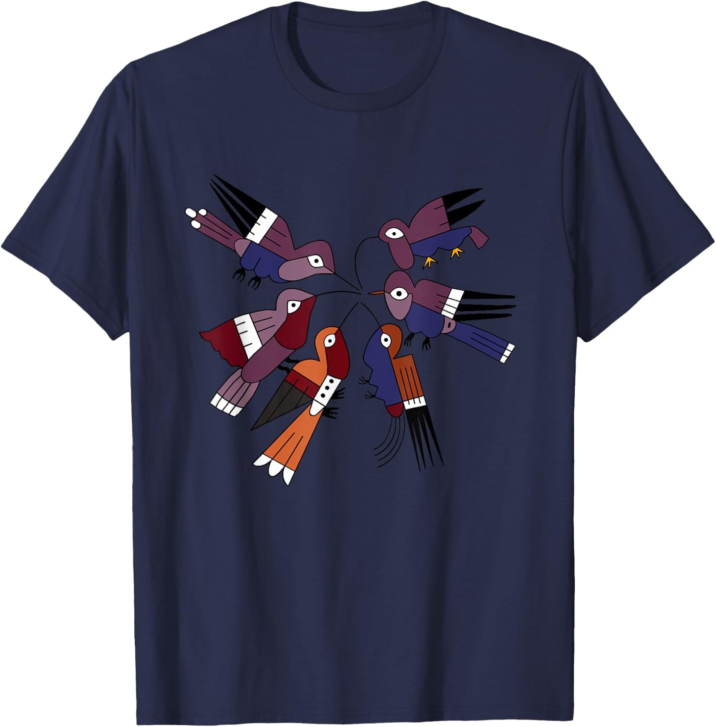 Nazca Hummingbird Tribal Ceramic Art Ancient Birds Peru Bird T-Shirt - T-Shirt | Navy