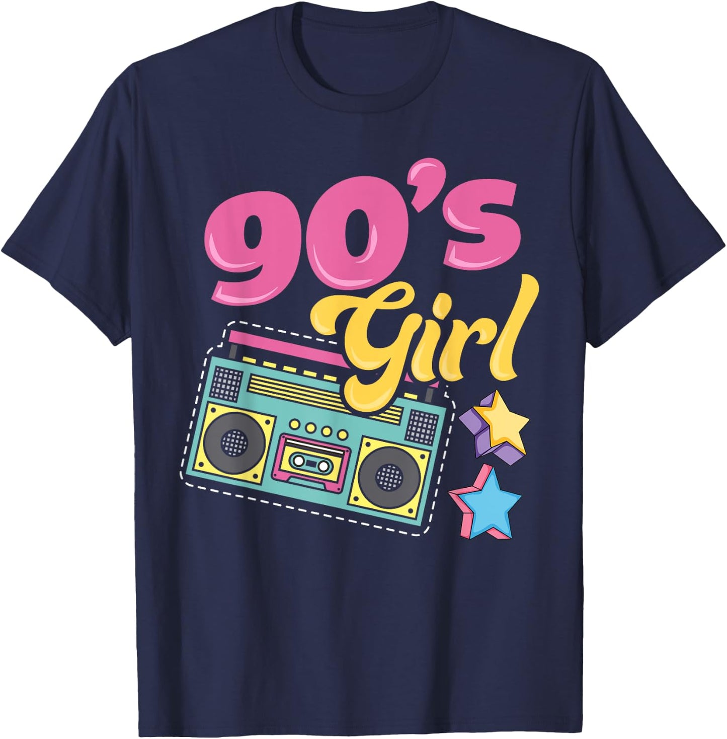 90s Party 90's Girl Party Outfit Costume Vintage Retro T-Shirt - T-Shirt | Navy