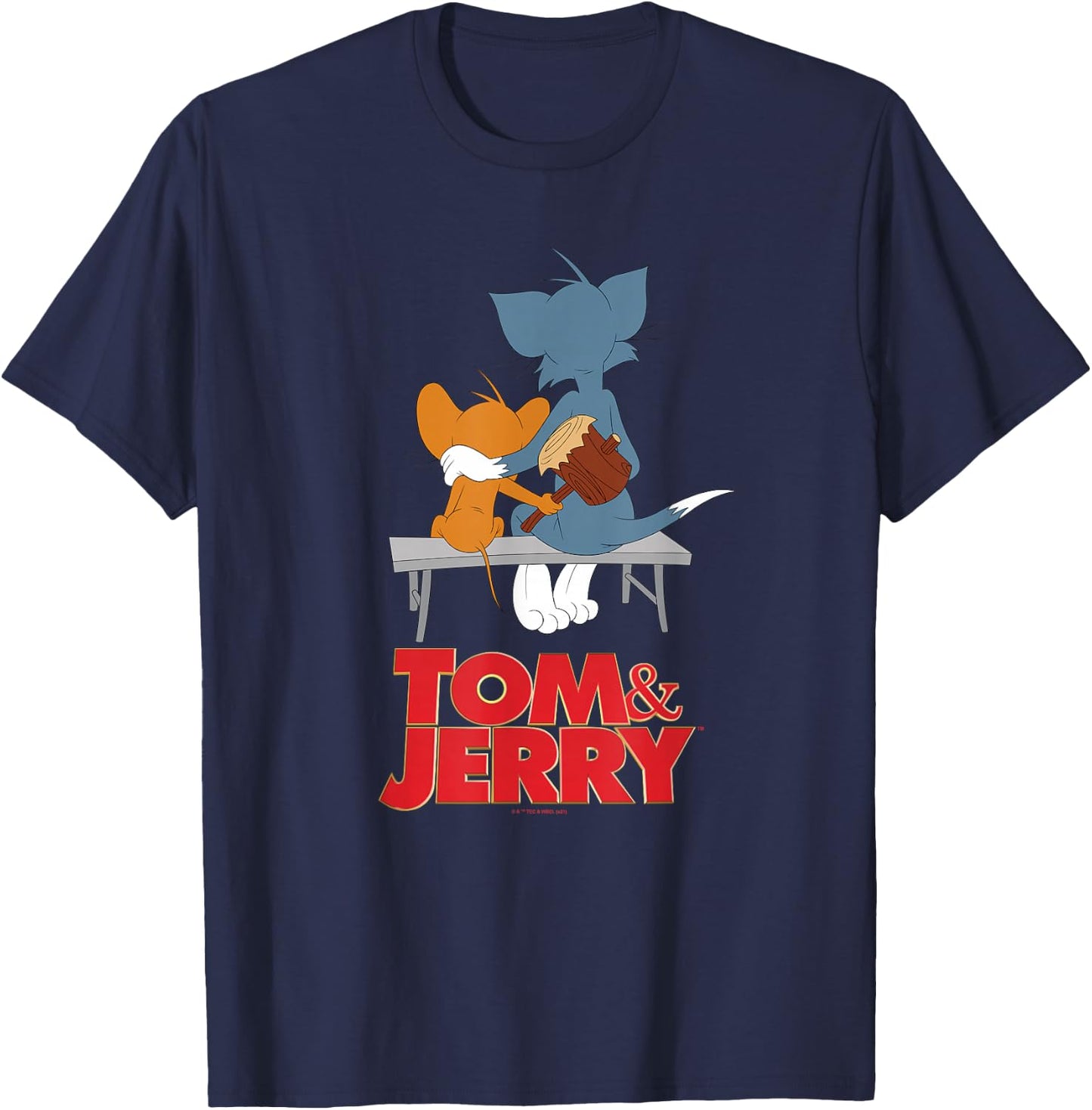 Tom & Jerry Movie Park bench T-Shirt - T-Shirt | Navy