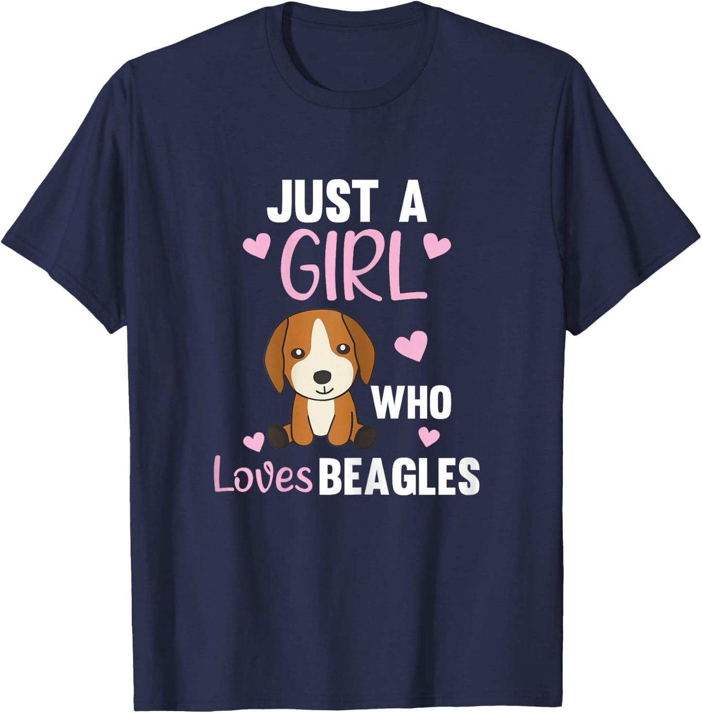 Just A Girl Who Loves Beagles Kawaii Dog Beagle For Girls T-Shirt - T-Shirt | Navy