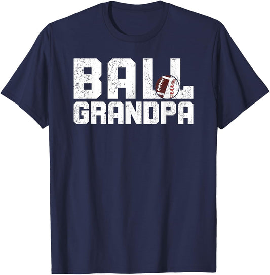Ball Grandpa Proud Baseball Football Grandpa T-Shirt - T-Shirt | Navy