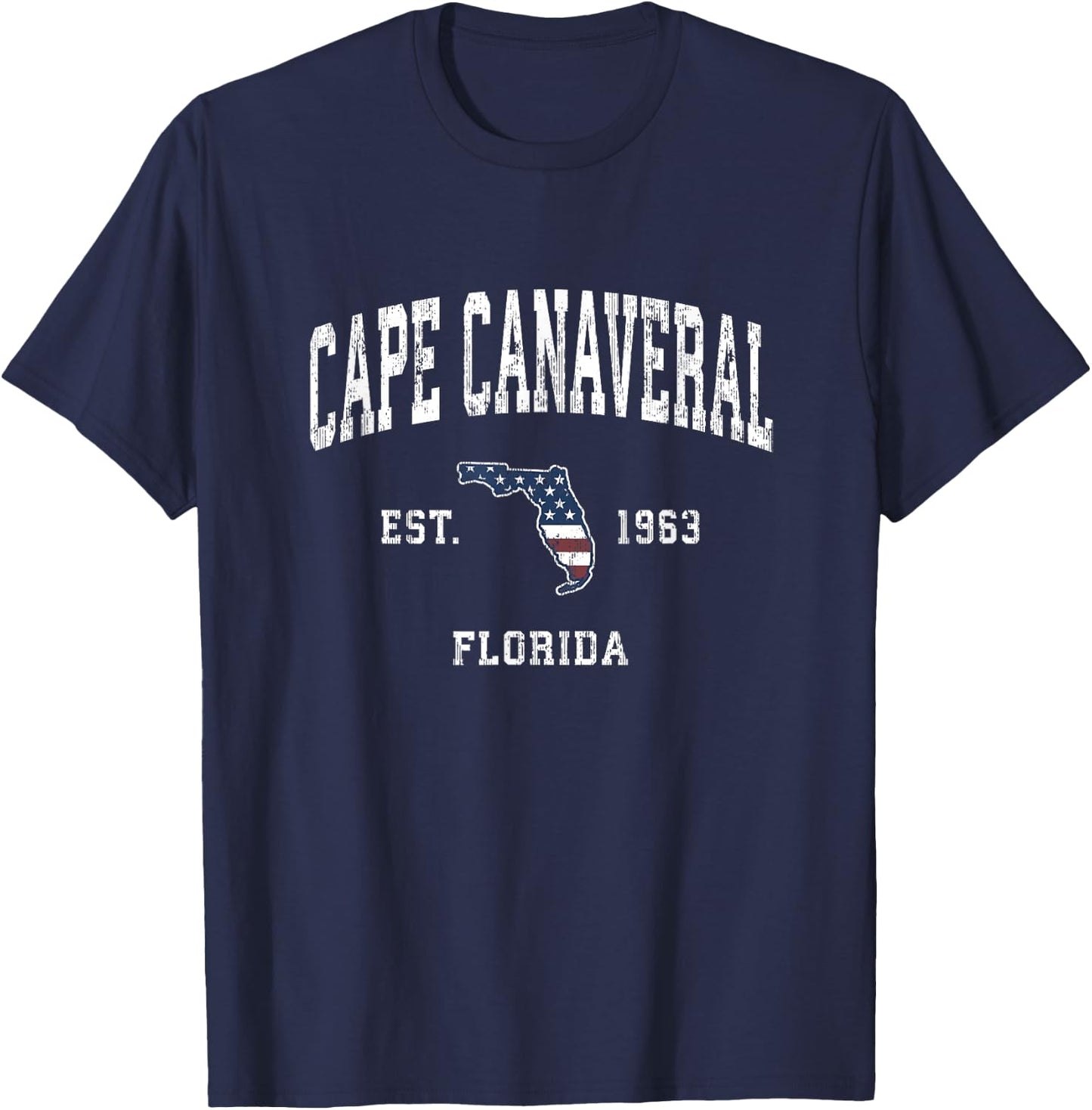 Cape Canaveral Florida FL Vintage American Flag Design Kids Men T-Shirt - T-Shirt | Navy