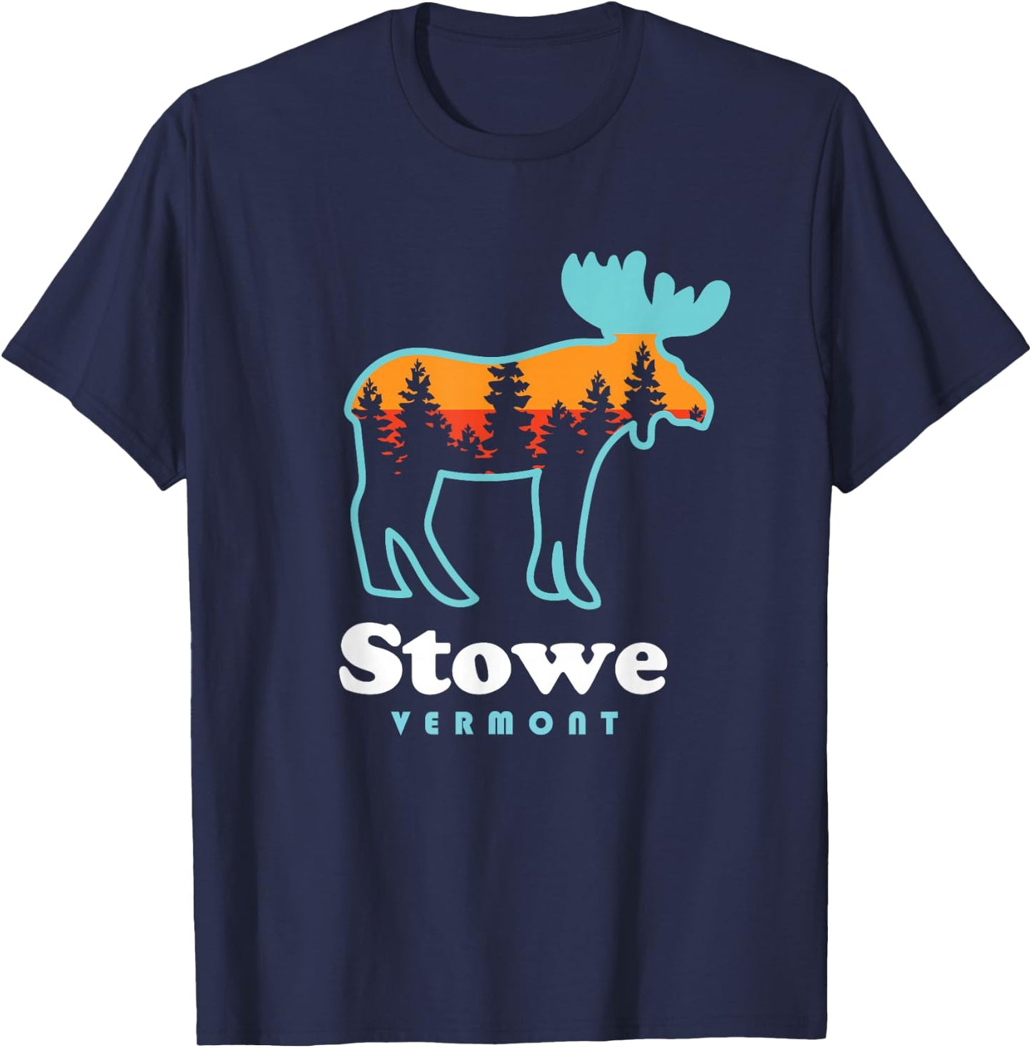Stowe Vermont Skiing Mountains Stowe VT Moose T-Shirt - T-Shirt | Navy