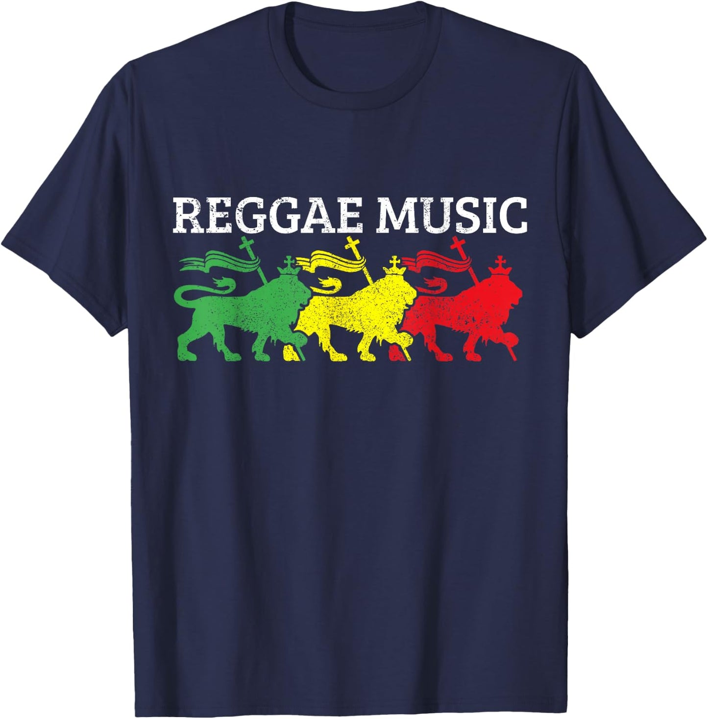 Reggae Music Rastafari Jamaica Lion Of Judah Rasta Gift T-Shirt - T-Shirt | Navy