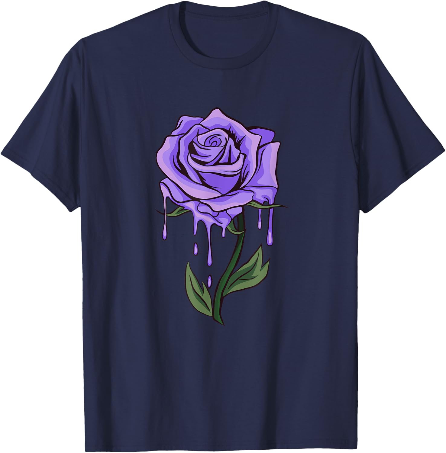 Purple Aesthetic Rose Soft Grunge Pastel Goth Punk Floral T-Shirt - T-Shirt | Navy