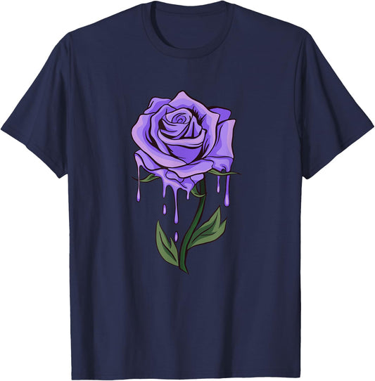 Purple Aesthetic Rose Soft Grunge Pastel Goth Punk Floral T-Shirt - T-Shirt | Navy
