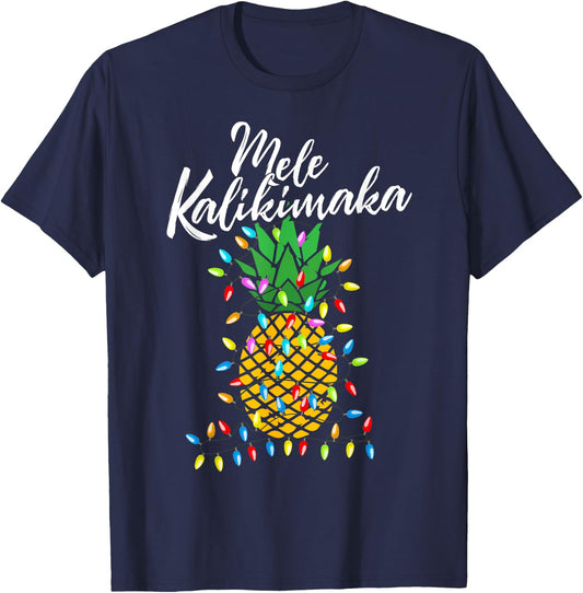 Mele Kalikimaka Pineapple Hawaii - Merry Christmas T-Shirt - T-Shirt | Navy