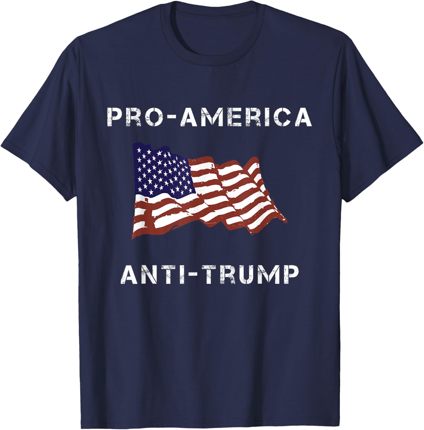 Pro-America Anti-Trump American USA Flag T-Shirt - T-Shirt | Navy