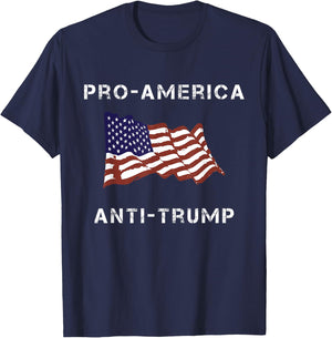 Pro-America Anti-Trump American USA Flag T-Shirt - T-Shirt | Navy