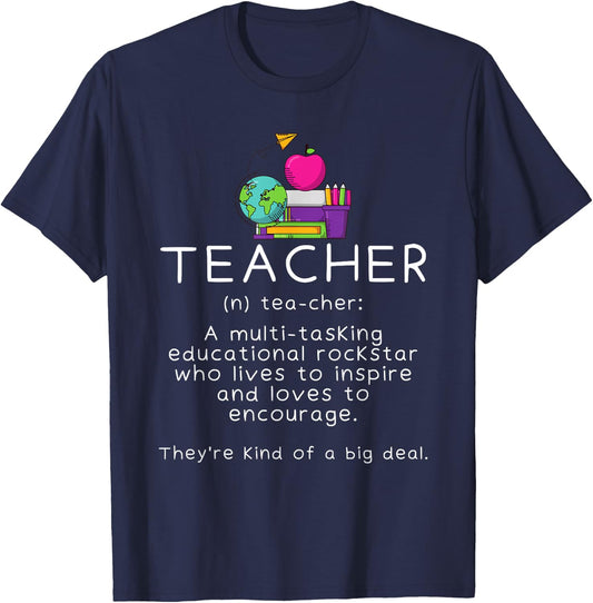 Teacher Definition - Funny Teaching School Teacher T-Shirt - T-Shirt | Navy