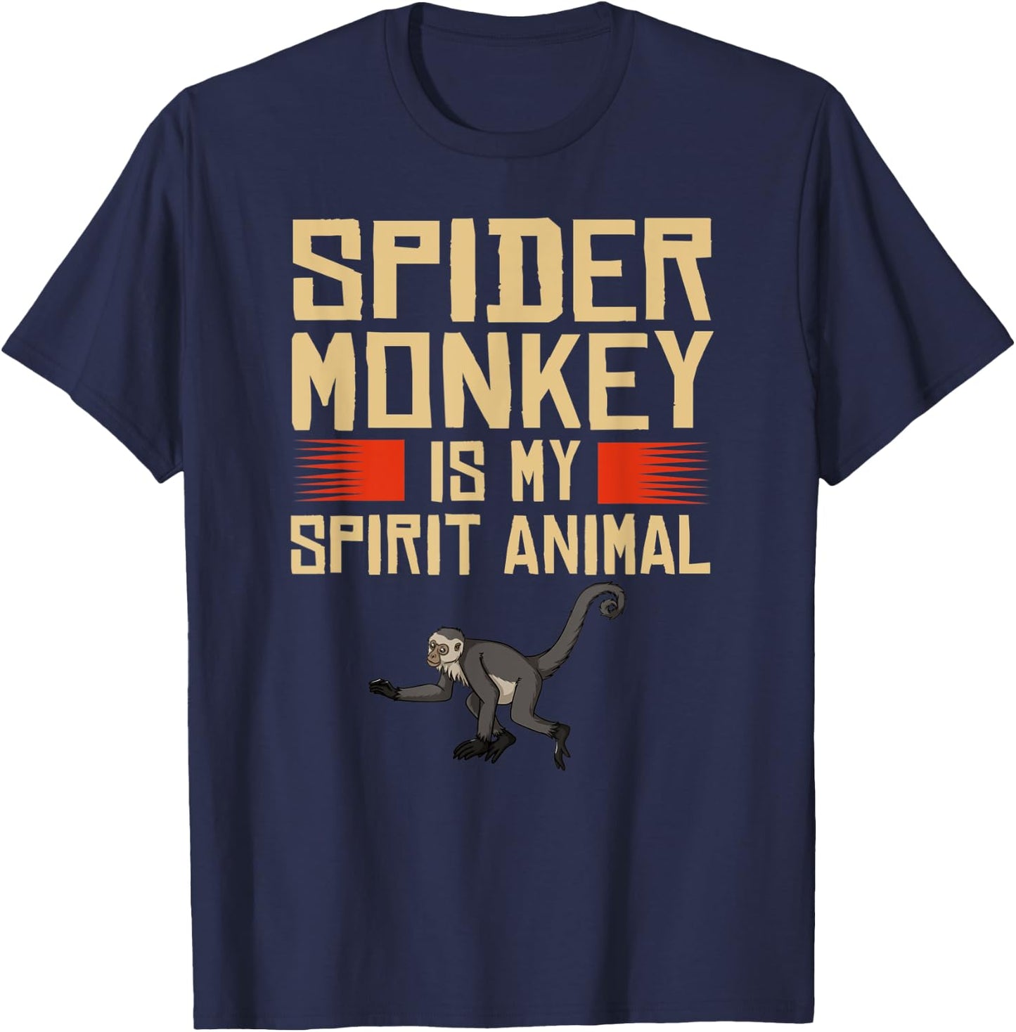 Spider Monkey Funny Cute Animal T-Shirt - T-Shirt | Navy