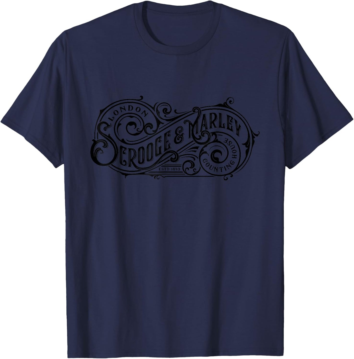 Scrooge and Marley Counting House Christmas Ebenzer Scrooge T-Shirt - T-Shirt | Navy