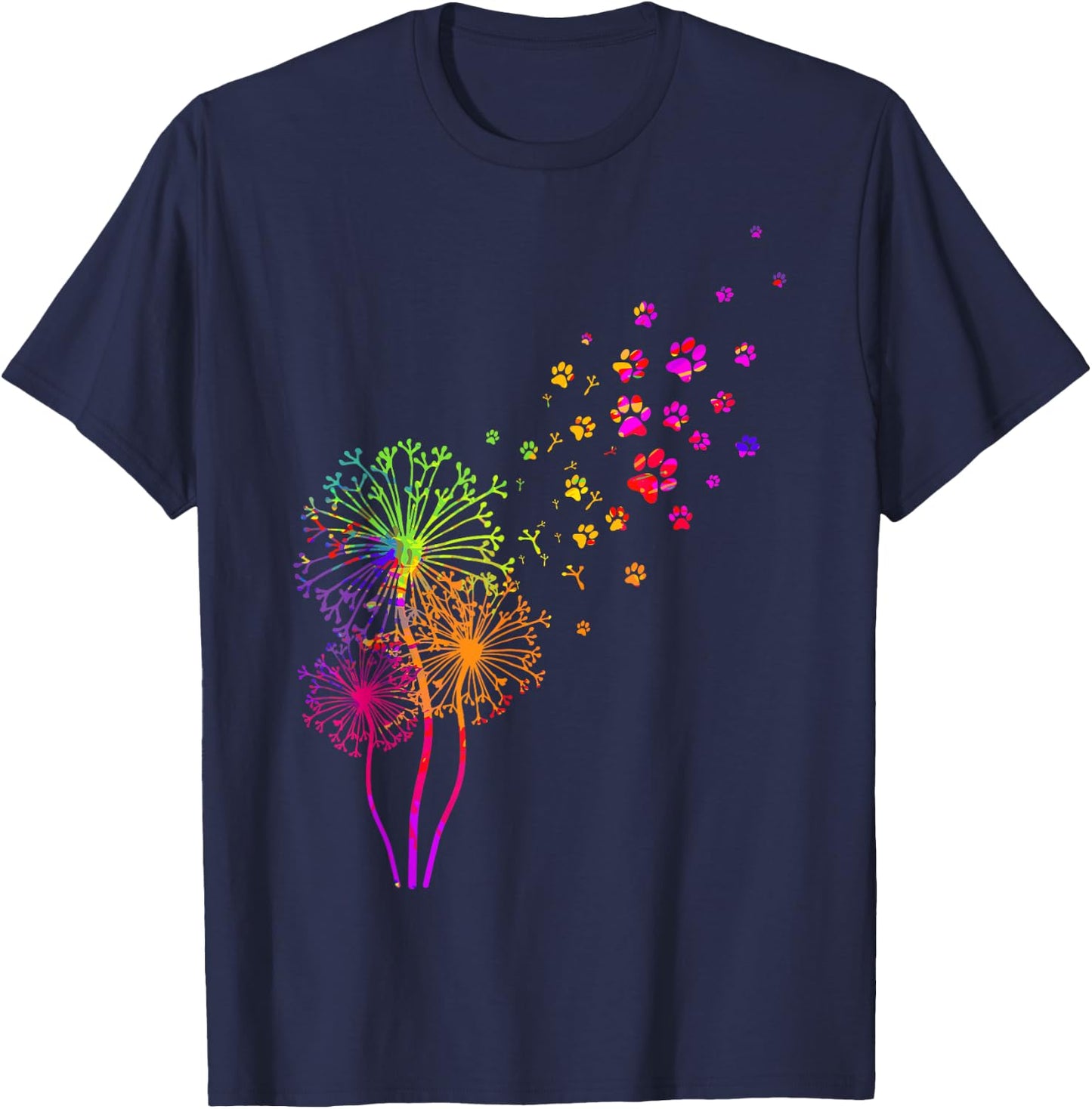 Dandelion Paw Print T-Shirt - T-Shirt | Navy