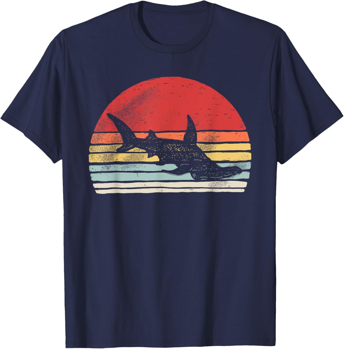 Vintage Retro Hammerhead Shark T-Shirt - T-Shirt | Navy