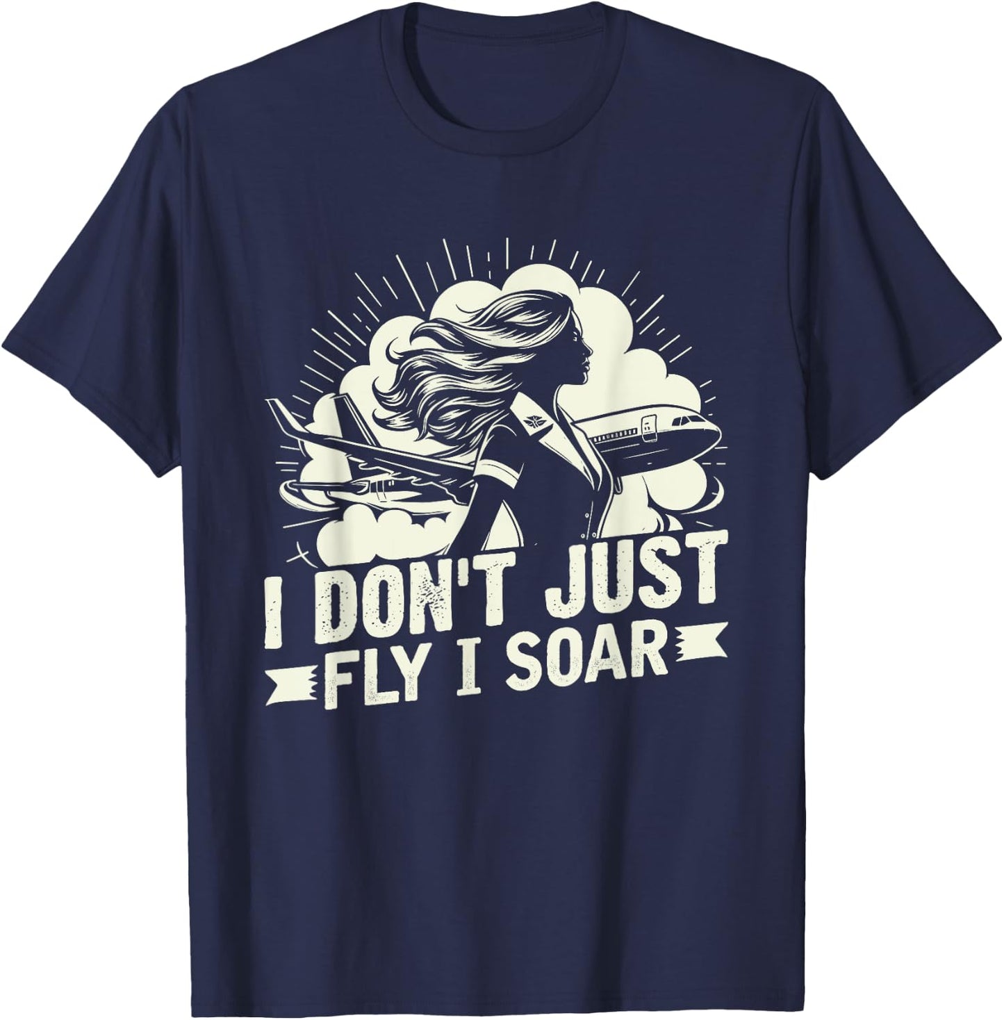 I dont just fly i soar Flight Attendant T-Shirt - T-Shirt | Navy