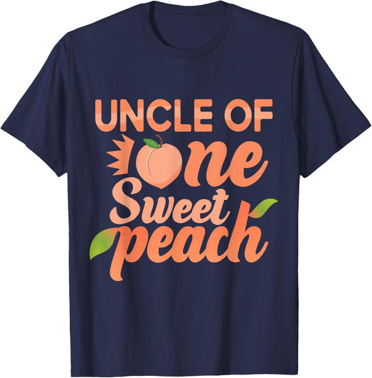 Uncle First Birthday One Sweet Peach Bday Family Matching T-Shirt - T-Shirt | Navy