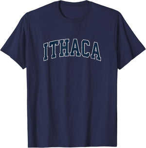 Ithaca New York NY Vintage Sports Design Navy Design T-Shirt - T-Shirt | Navy