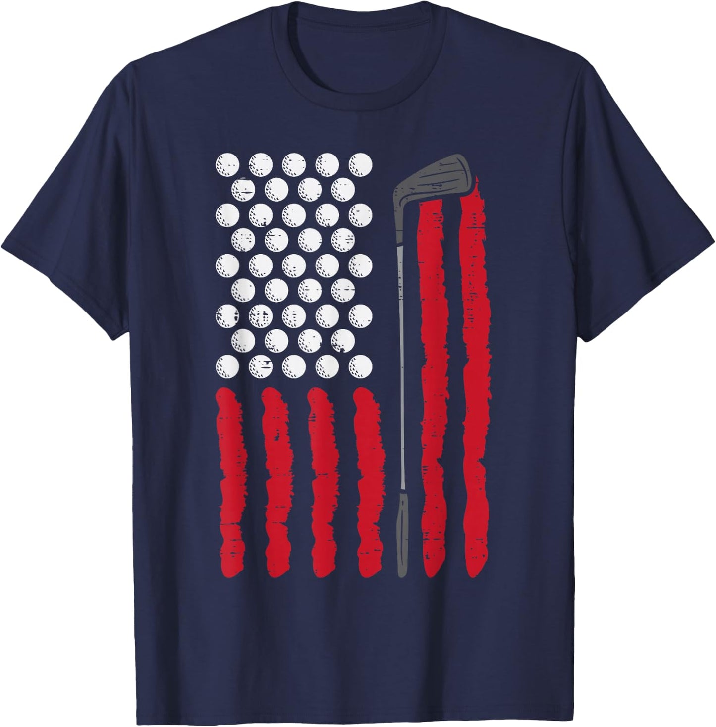American Flag Golf Balls And Club Vintage Golfing Golfer T-Shirt - T-Shirt | Navy
