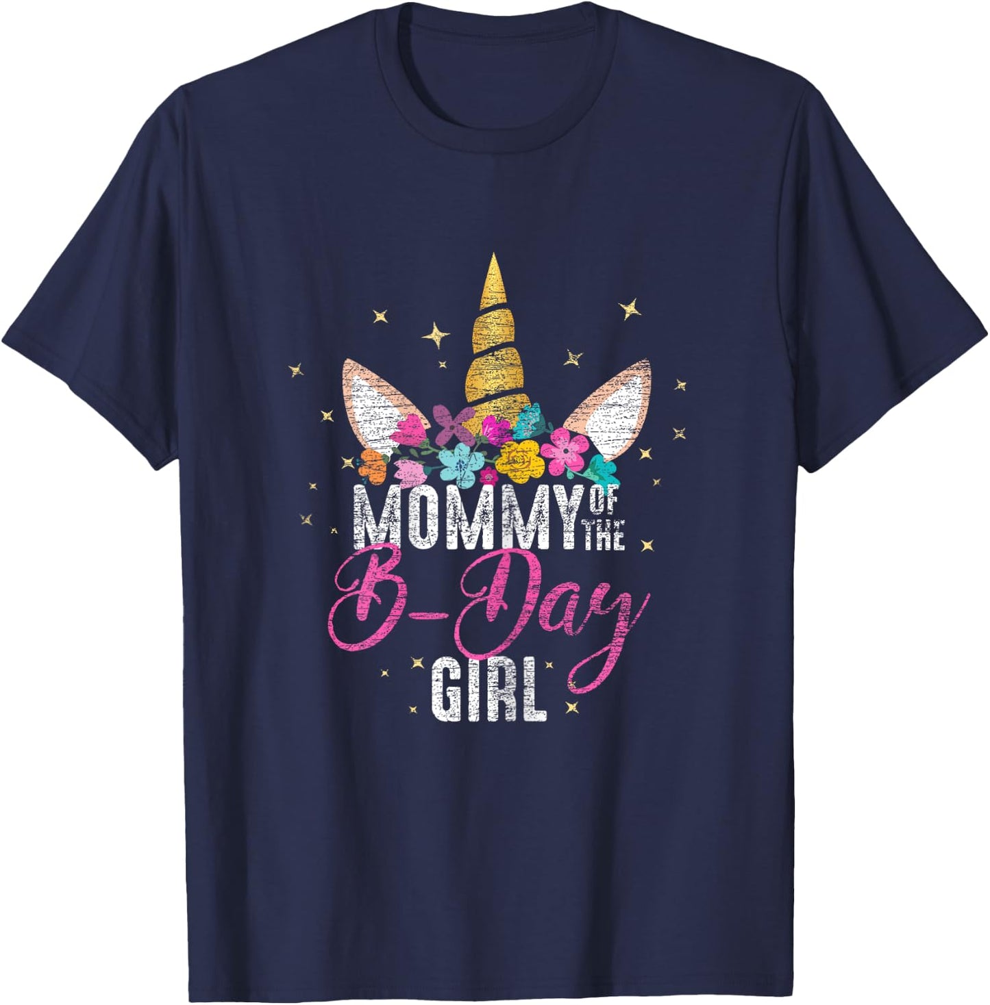 Mommy Of The B Day Girl Mother Gifts Unicorn Birthday T-Shirt - T-Shirt | Navy
