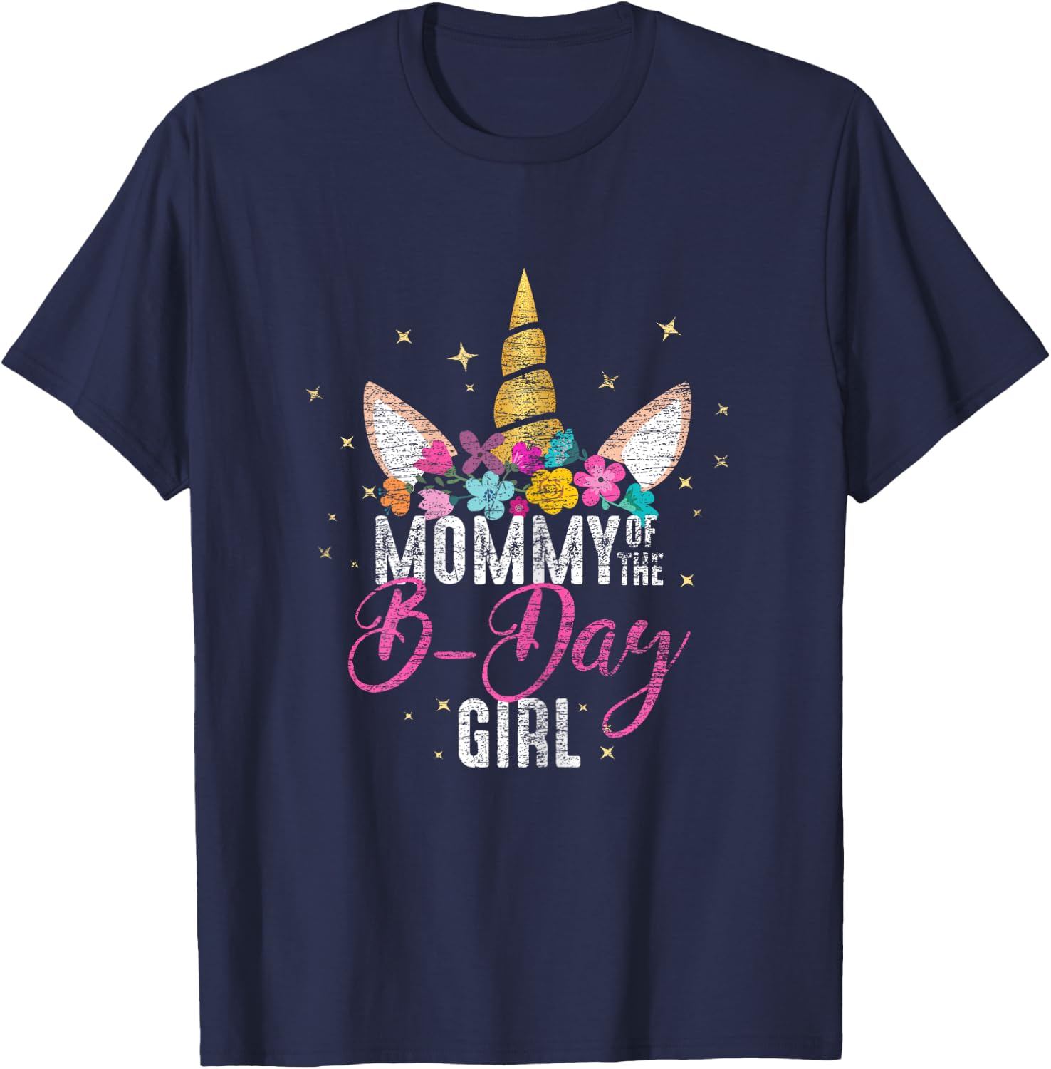 Mommy Of The B Day Girl Mother Gifts Unicorn Birthday T-Shirt - T-Shirt | Navy