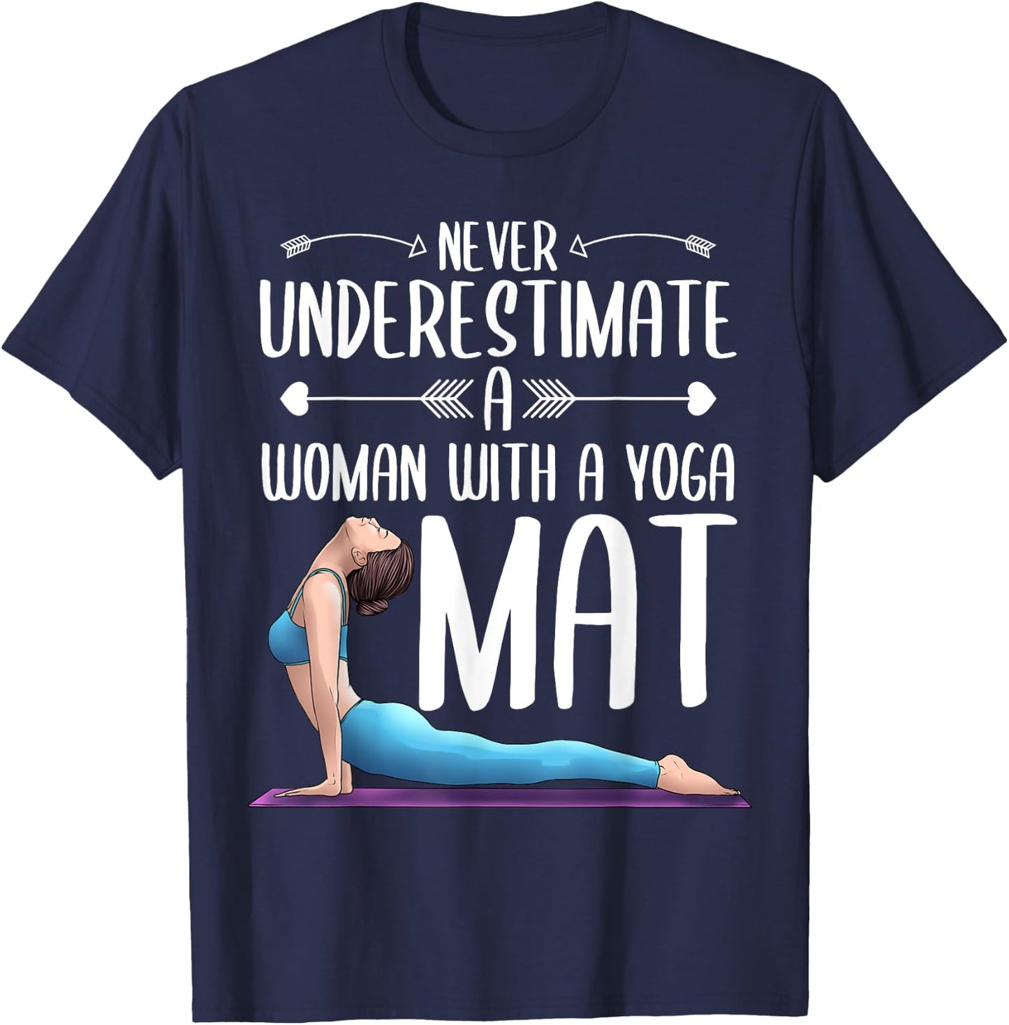 Funny Yoga Gift Women Exercise Mat Lover Fitness Girls Teens T-Shirt - T-Shirt | Navy